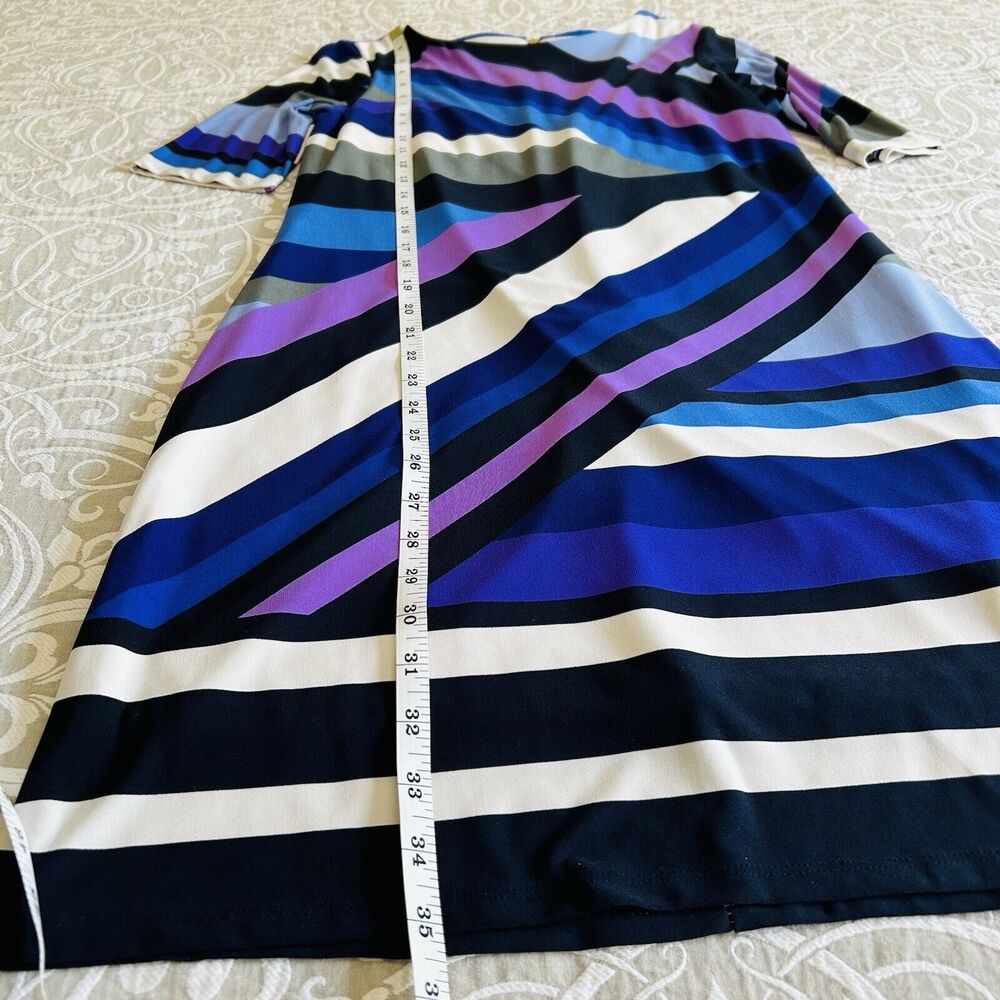 Eliza J Dress Women Size 2 Multicolor Stripe Jersey Career Business Casual Lined - Picture 7 of 15